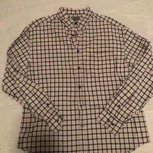 Black and gold plaid cotton button down